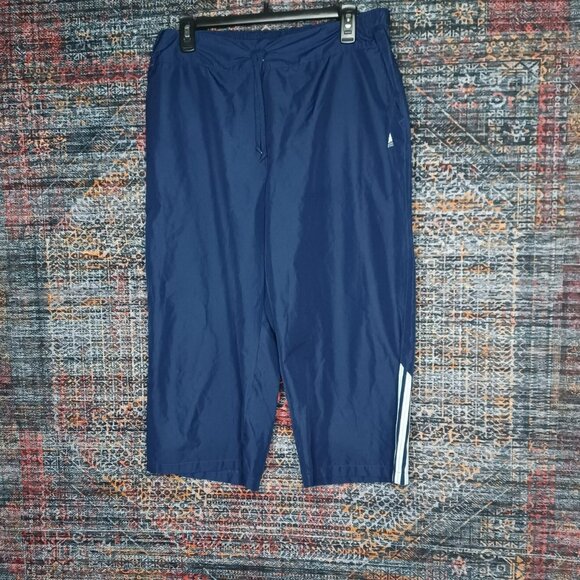 adidas Pants - Vintage adidas Y2K womens navy white ClimaProof wide leg capris XL